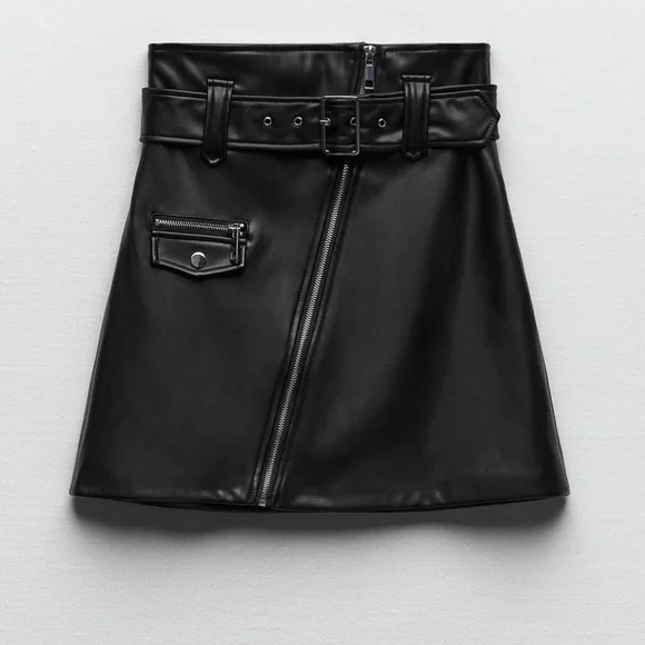 Zara Skirts Zara Faux Leather Skirt With Zips Poshmark